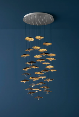 Gold moon chandelier