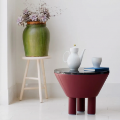 Leather side table