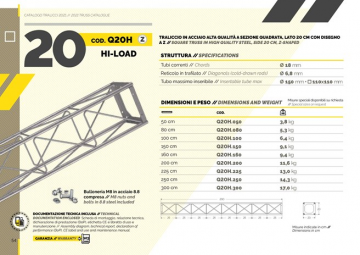 Square Truss Hi-Load 20 Cm - Catalogue extract (it, en)