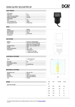 DGA ODINO Qd IP67 SOLOVETRO 30° Datasheet (en)