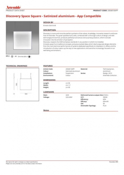 Artemide discovery space square satinized aluminium app compatible 4750321 (en)