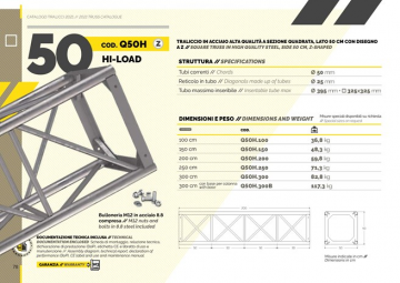 Square Truss Hi-Load 50 Cm - Catalogue extract (it, en)