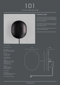 Clam Wall Lamp Burned Black (en)