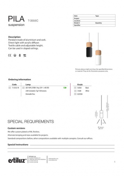 Pila T 3555 suspension lamp estiluz (en)