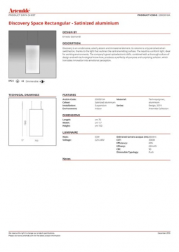 Artemide discovery space rectangular satinized aluminium 4750100 (en)