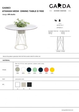 Ataman dining table D 1100 - Technical data (en)