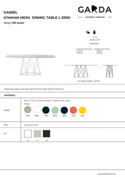 Ataman dining table L 2000 - Technical data (en)