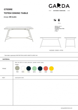 Totem table 2000 - Technical data (en)