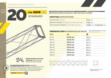 Square Truss Standard 20 Cm - Catalogue extract (it, en)