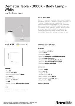 Artemide - Demetra Table 3000K (en)