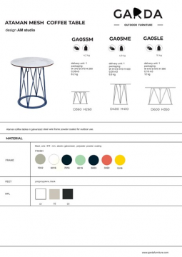 Ataman Mesh coffee table - Technical data (en)