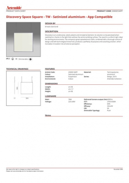 Artemide discovery space square tw satinized aluminium app compatible 4750322 (en)