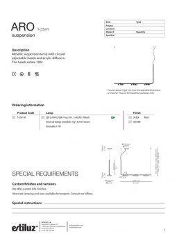 Aro T 3541 suspension lamp estiluz (en)