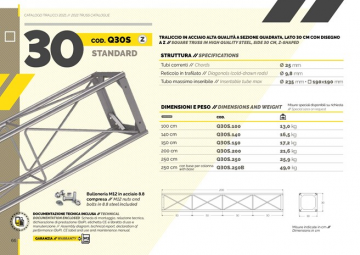 Square Truss Standard 30 Cm - Catalogue extract (it, en)