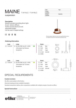 Maine T 3415 T 3416 suspension lamp (en)