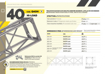 Square Truss Hi-Load 40 Cm - Catalogue extract (it, en)