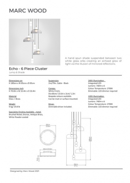 Specifications - Echo 6 Piece Cluster - Lamp & Shade (en)