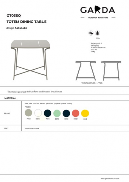 Totem table 900 - Technical data (en)