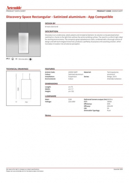 Artemide discovery space rectangular satinized aluminium app compatible 4750324 (en)