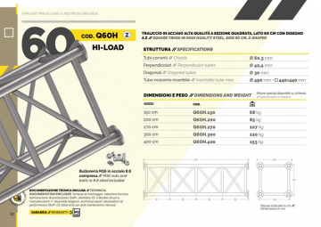 Square Truss Hi-Load 60 Cm - Catalogue extract (it, en)