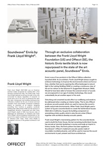 Offecct Press release Soundwave Ennis by Frank Lloyd Wright 2018 (en)