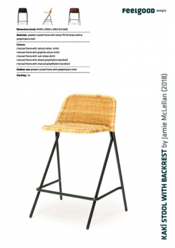 Kaki stool with backrest - Jamie McLellan (en)